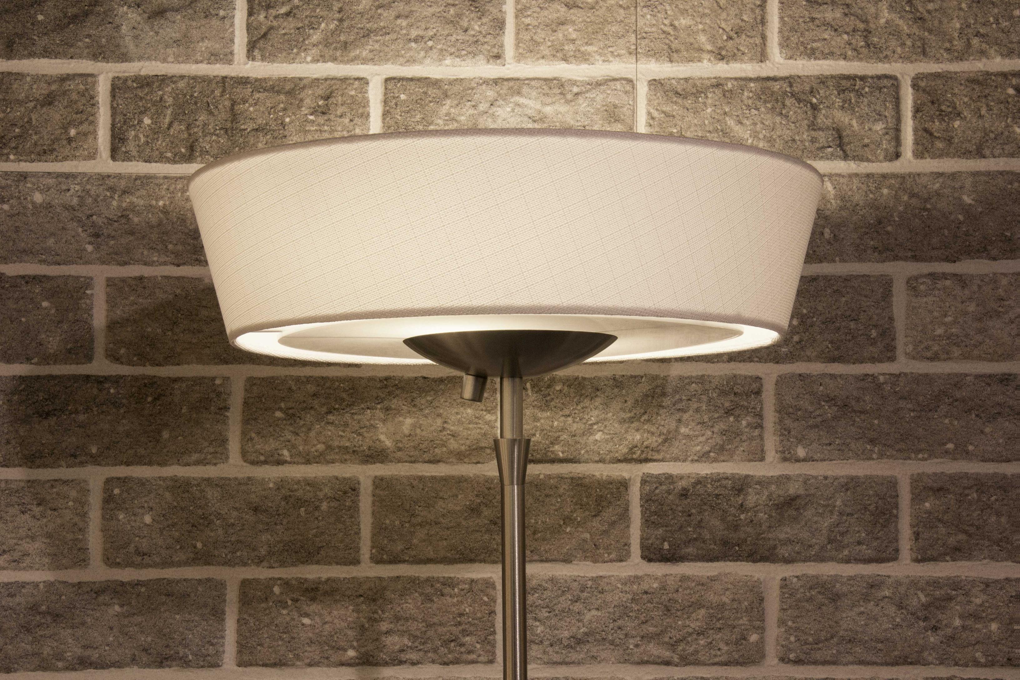 71" Brushed Led Torchiere Floor Lamp With White Empire Shade