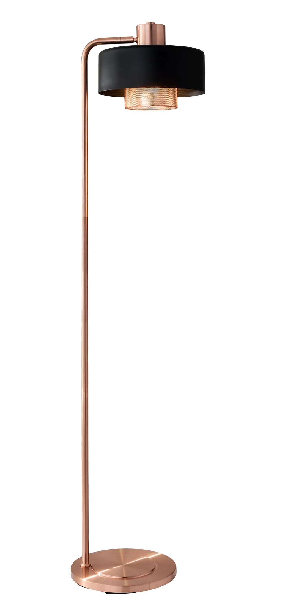 Copper Metal Floor Lamp with Contrasting Black Canopy Shade - 99fab 