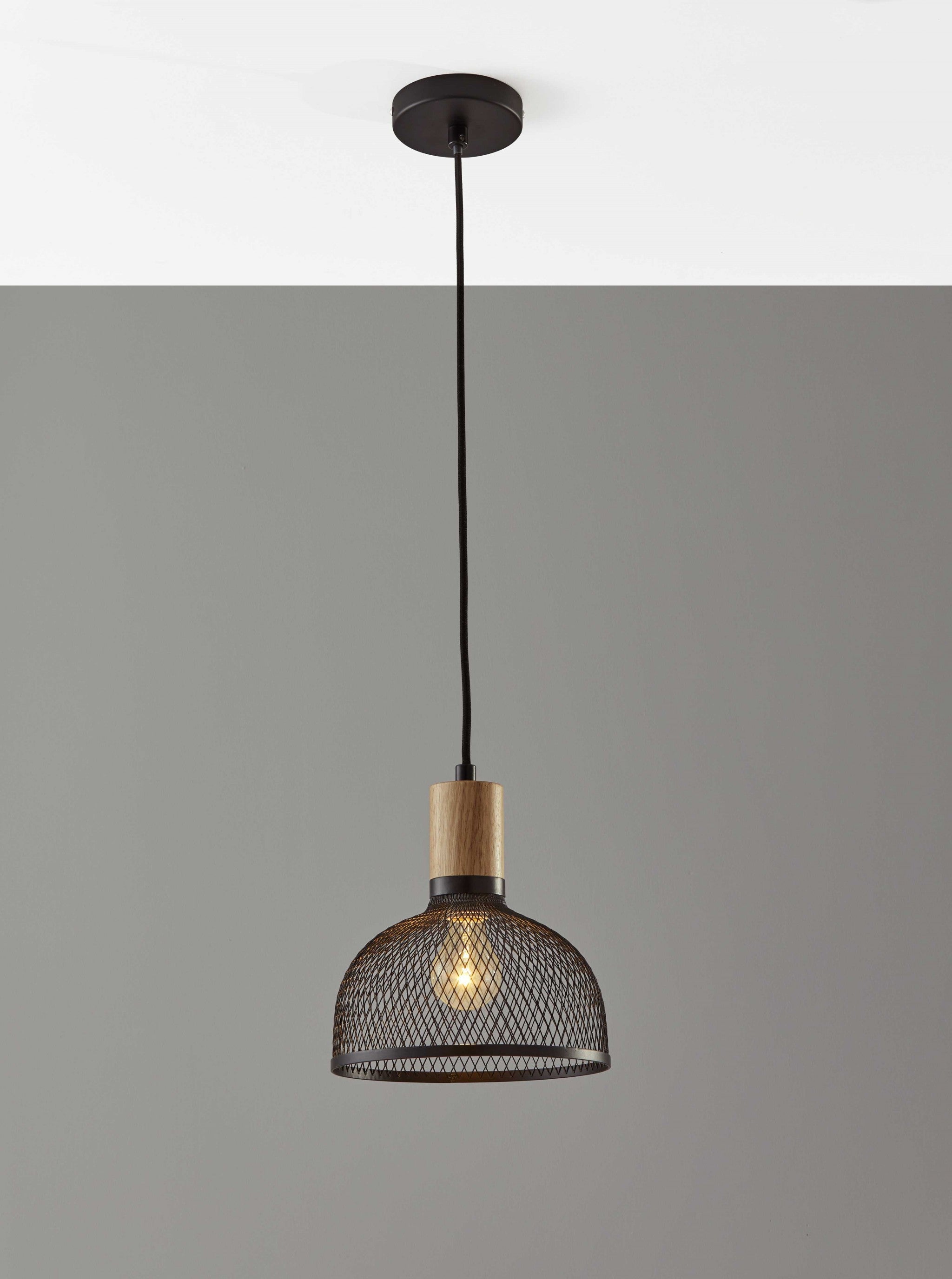 Caged Black Metal Small Ceiling Pendant