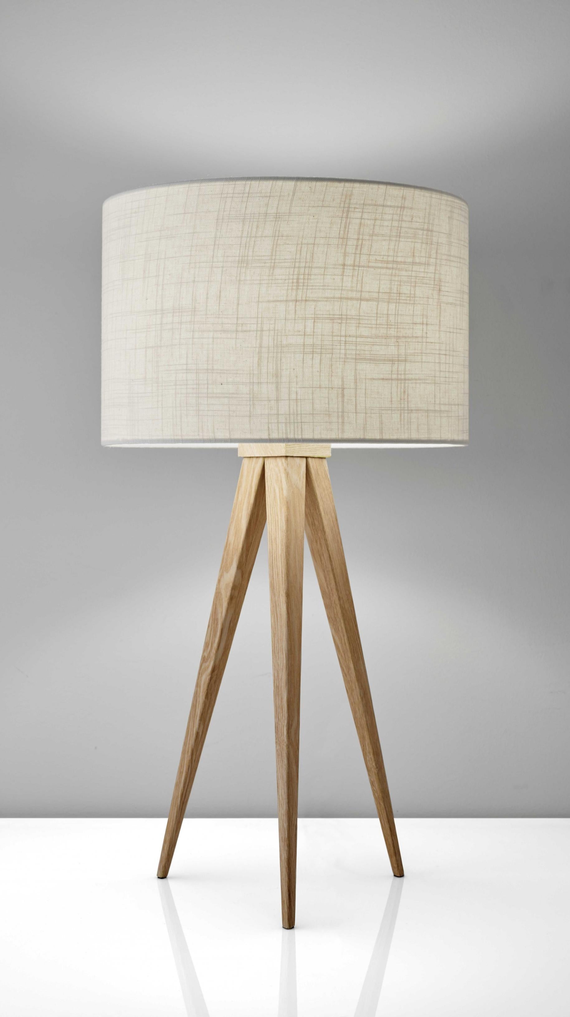 26" Tripod Floor Lamp With White Drum Shade