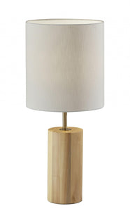 Walnut Wood Circular Block Table Lamp