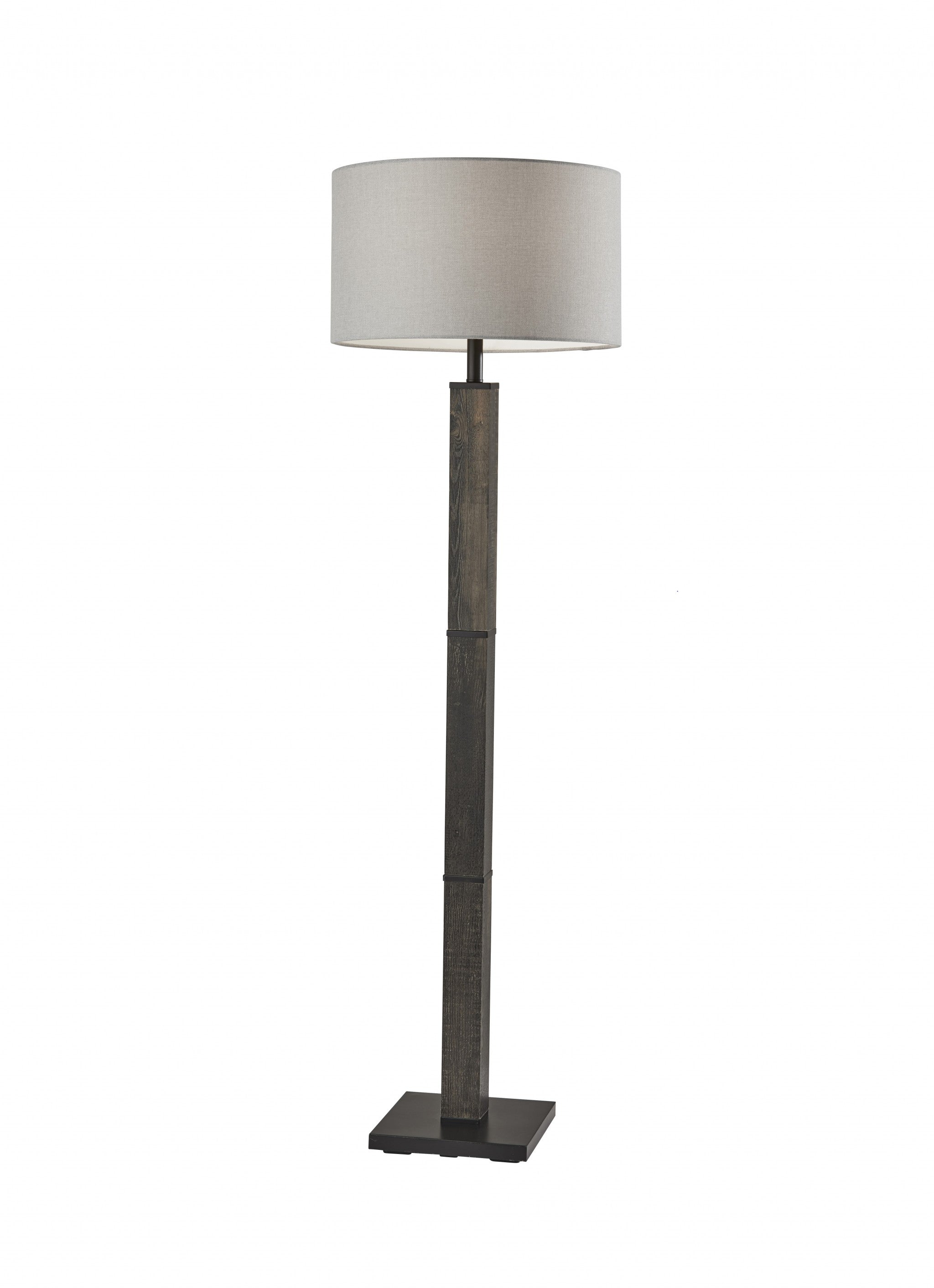 62" Black Traditional Shaped Floor Lamp With Off-White Drum Shade