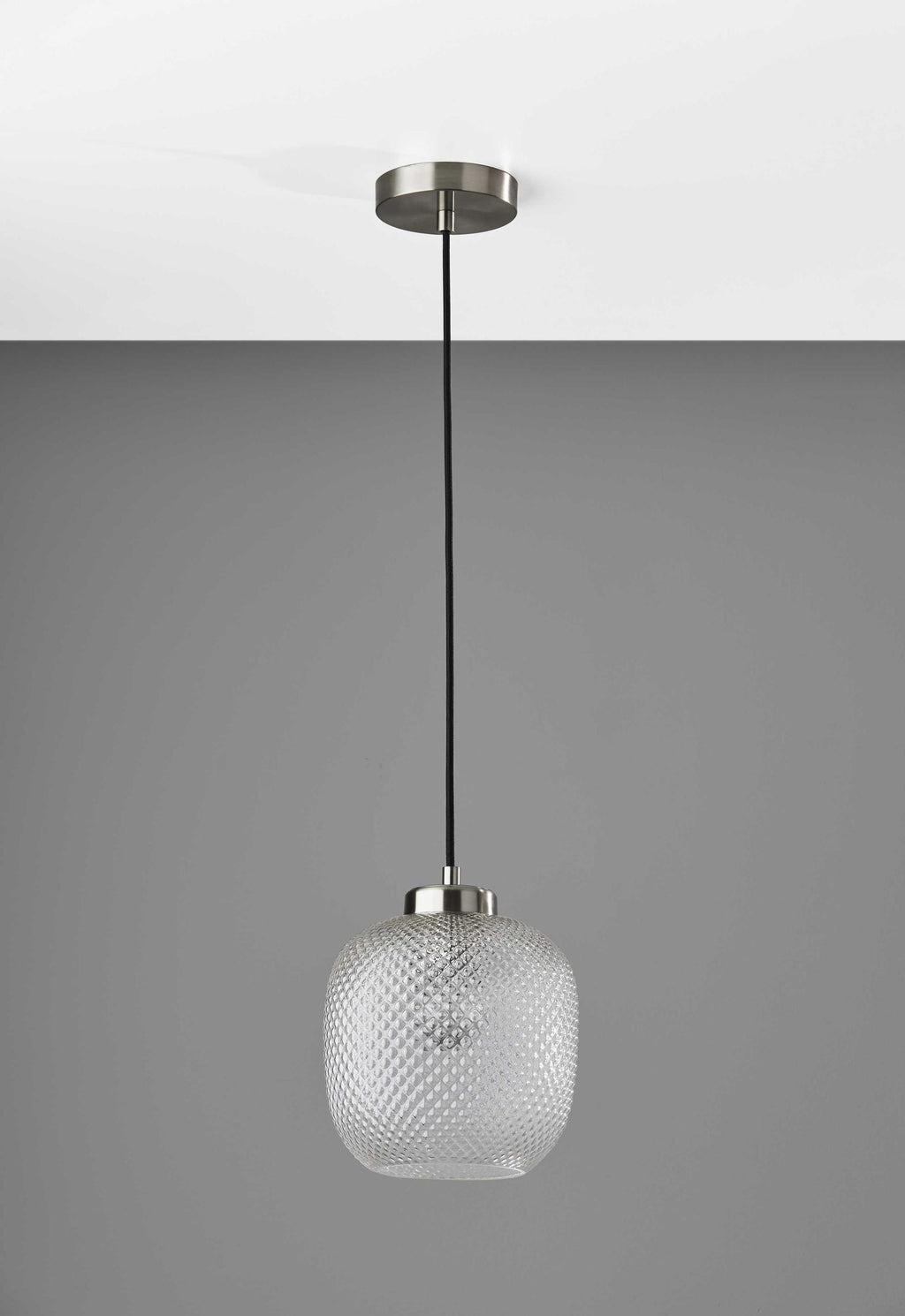 Dotty Glass Brushed Steel Metal Pendant - 99fab 