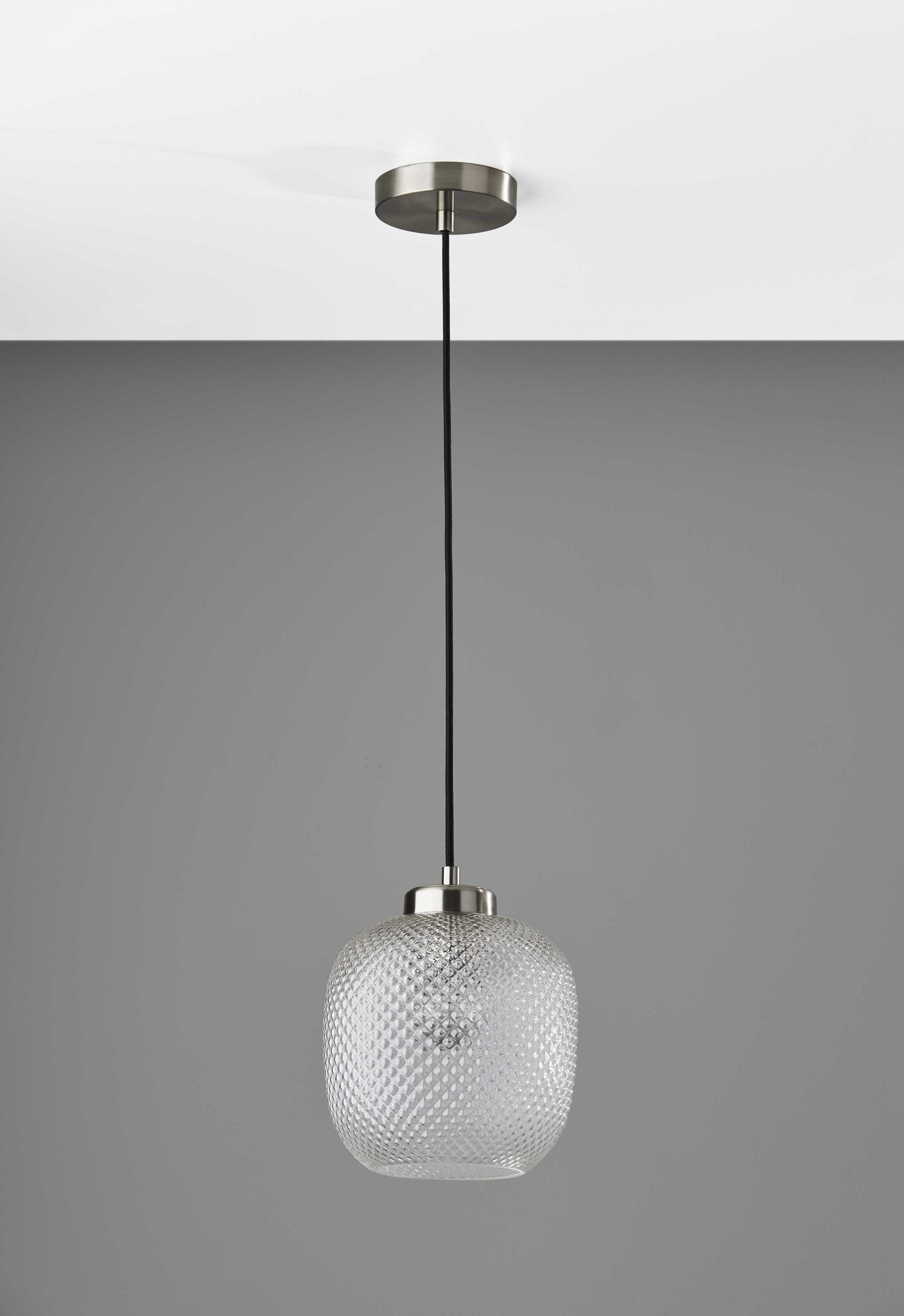 Dotty Glass Brushed Steel Metal Pendant