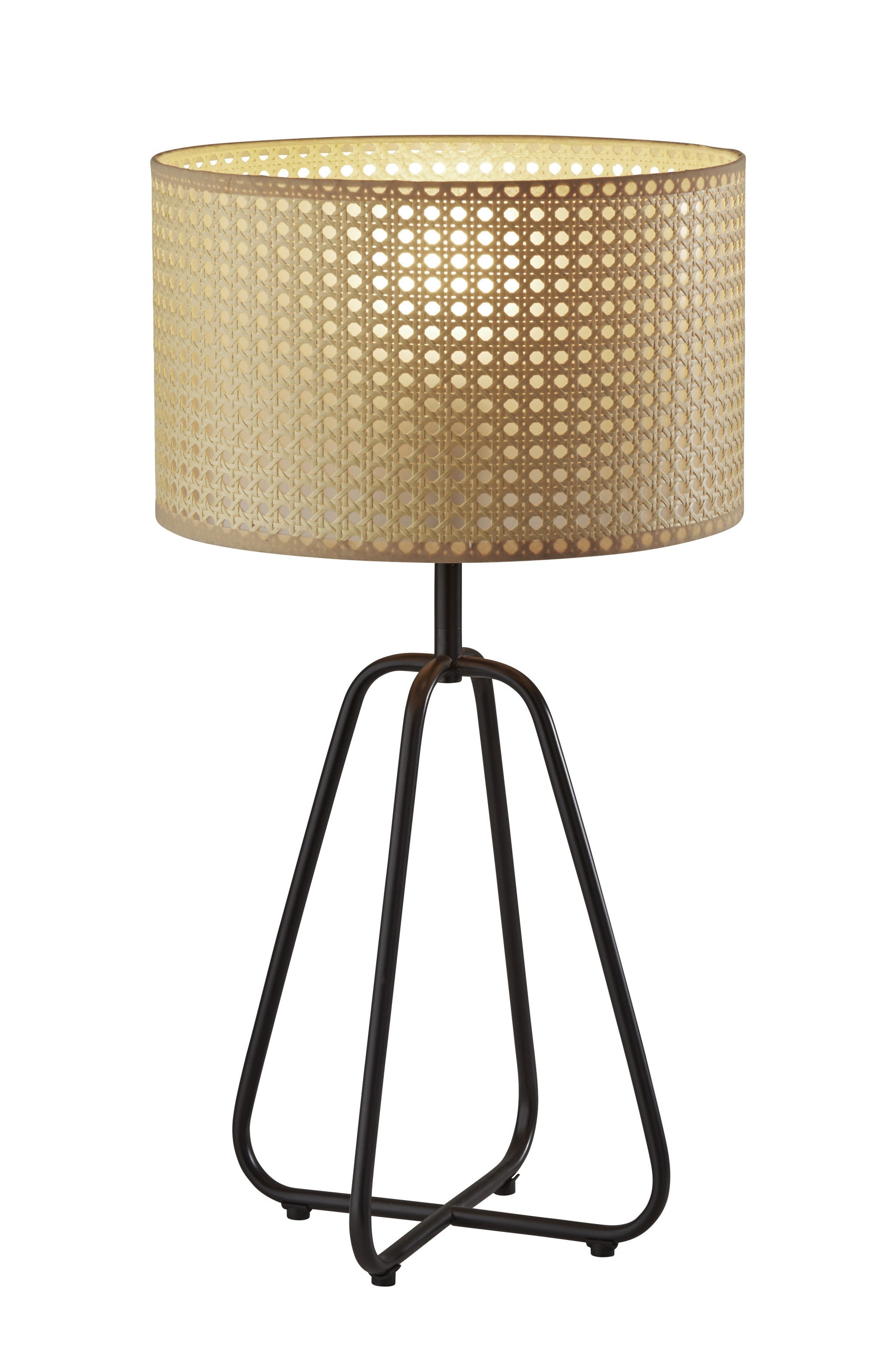 Open Cane Web Natural Shade Dark Bronze Table Lamp