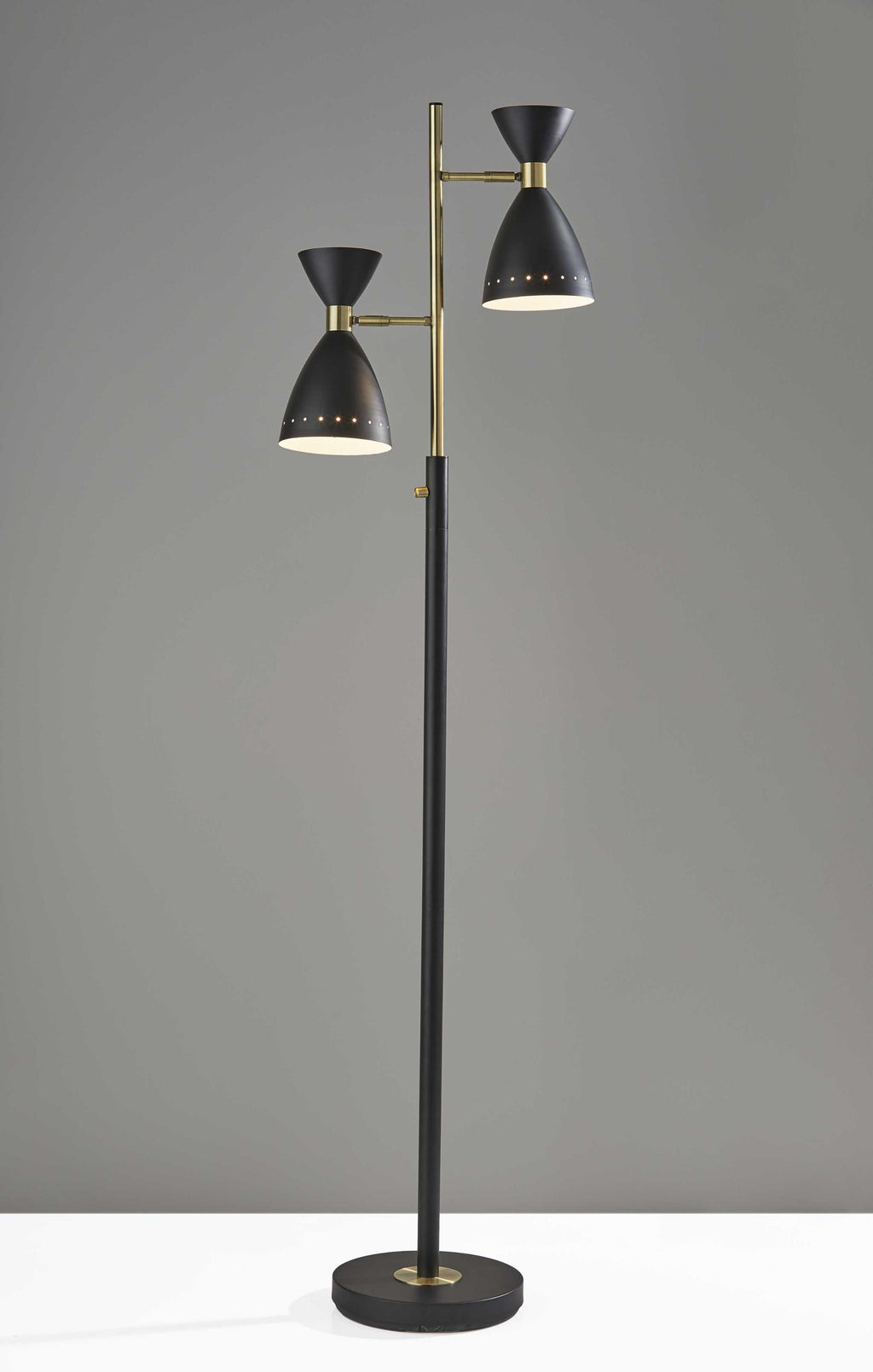 Two Light Brass Cinch Floor Lamp In Black Metal - 99fab 