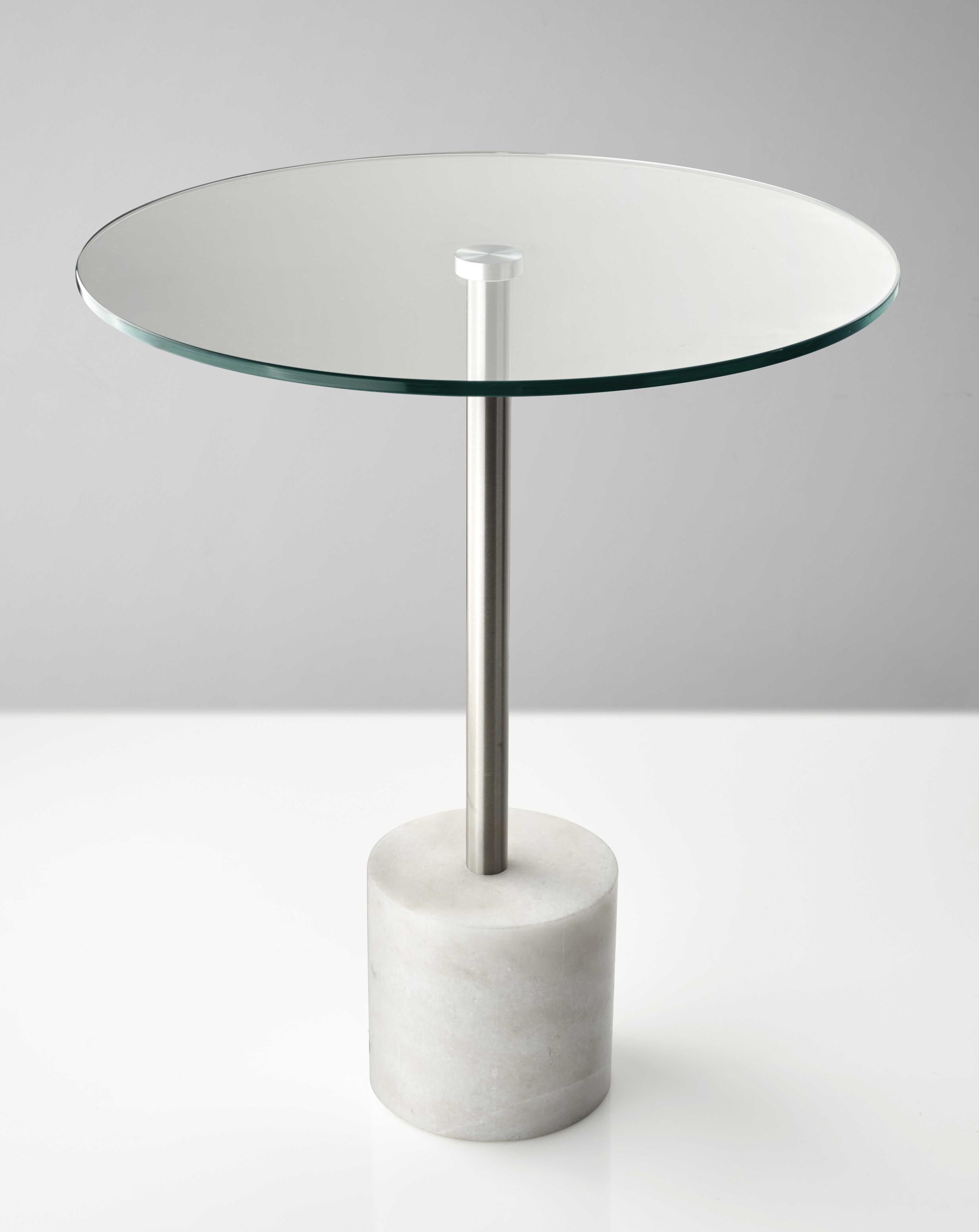 21" Silver And Clear Glass Round End Table