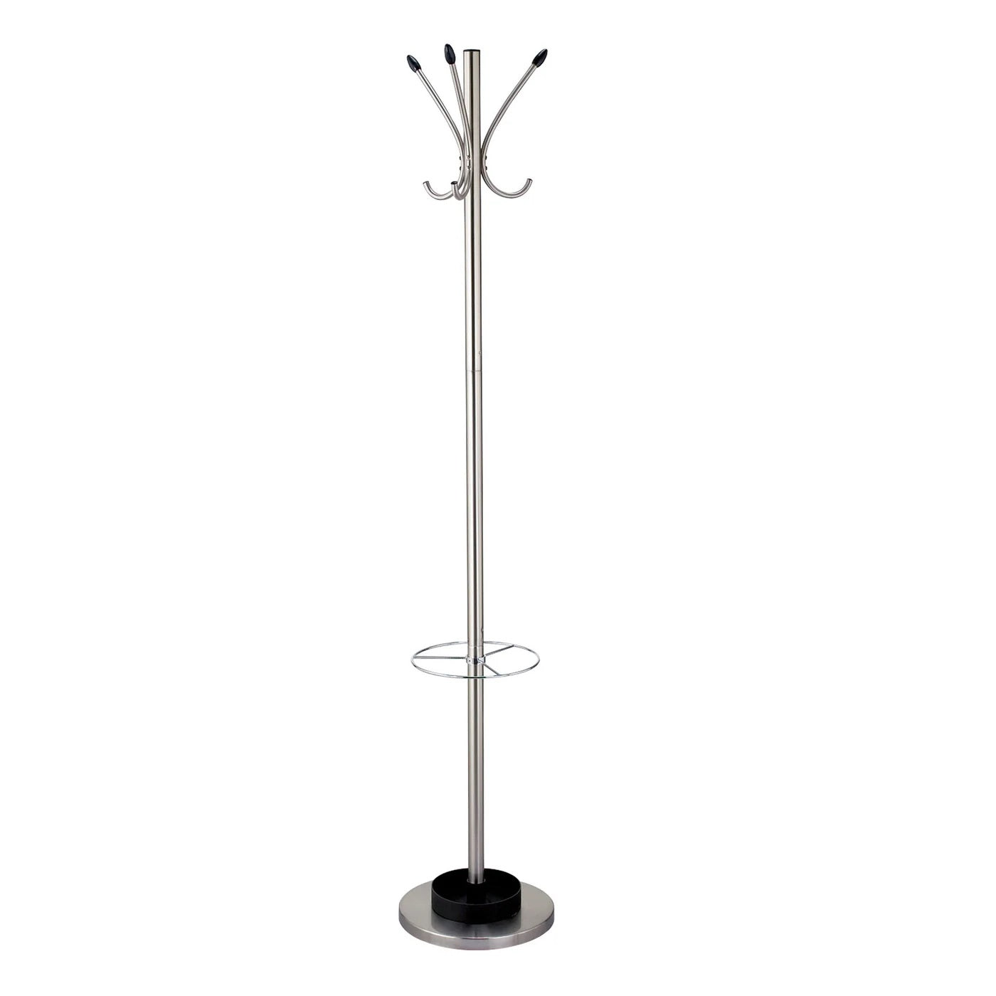 13" X 68" Brushed Steel Brushed Steel Stand  Coat Rack