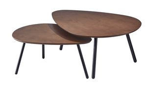 17" Black And Brown Solid Wood Round Nested Tables