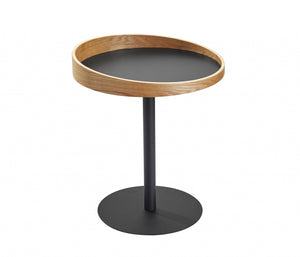 22" Black Solid Wood Round End Table