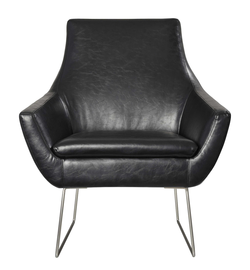 Distressed Black Faux Leather Armchair - 99fab 