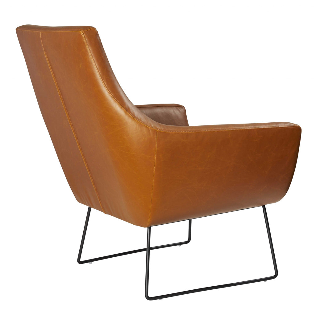 Retro Mod Distressed Camel Faux Leather Arm Chair - 99fab 