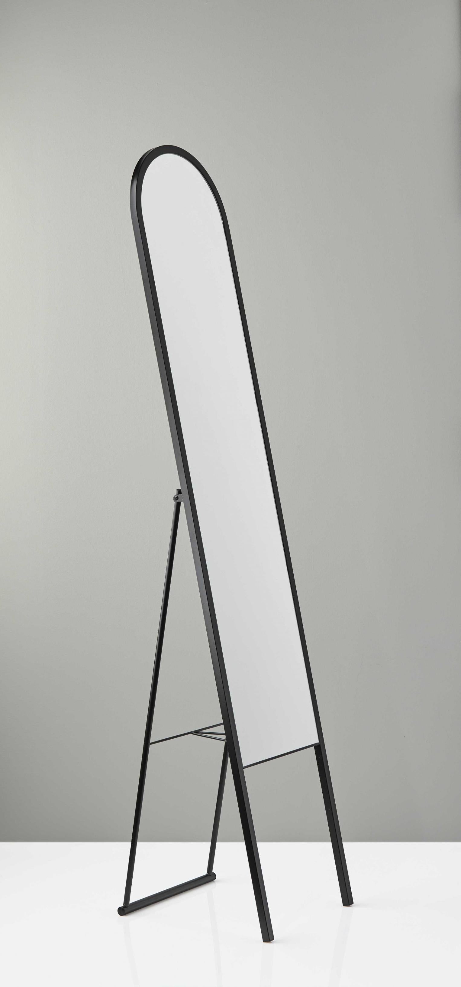 64" Metalic Arch Cheval Standing Mirror Freestanding With Metal Frame