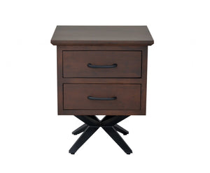 Contemporary Dark Acacia Black Inverted Frame Nightstand