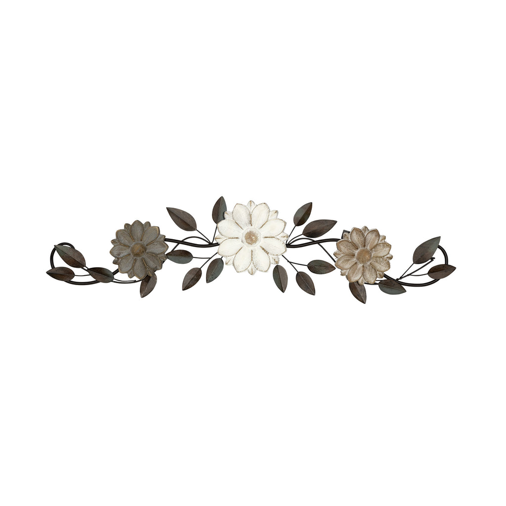 Tri-Color Wood And Metal Floral Over The Door Wall Decor - 99fab 