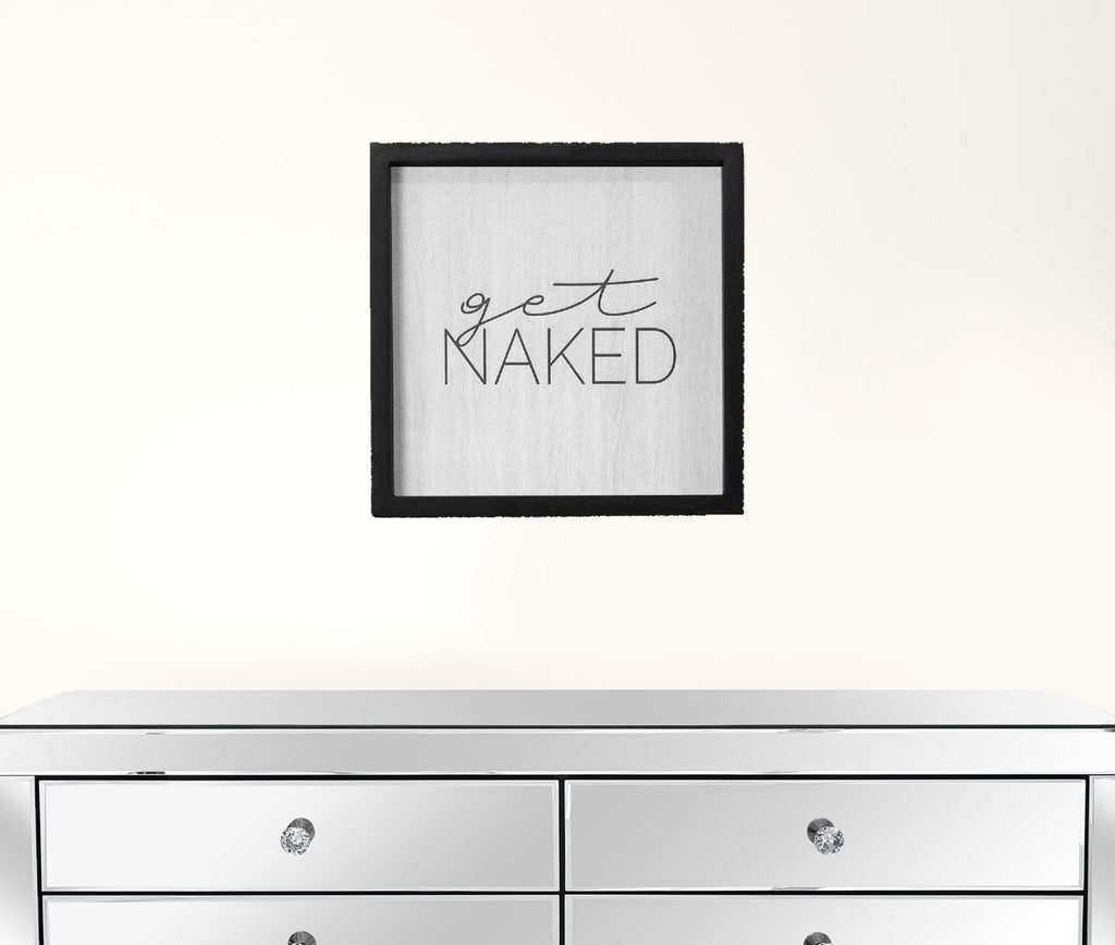 Set Of 2 Get Naked  Black Wood Framed Wall Art - 99fab 