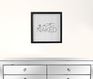 Set Of 2 Get Naked  Black Wood Framed Wall Art