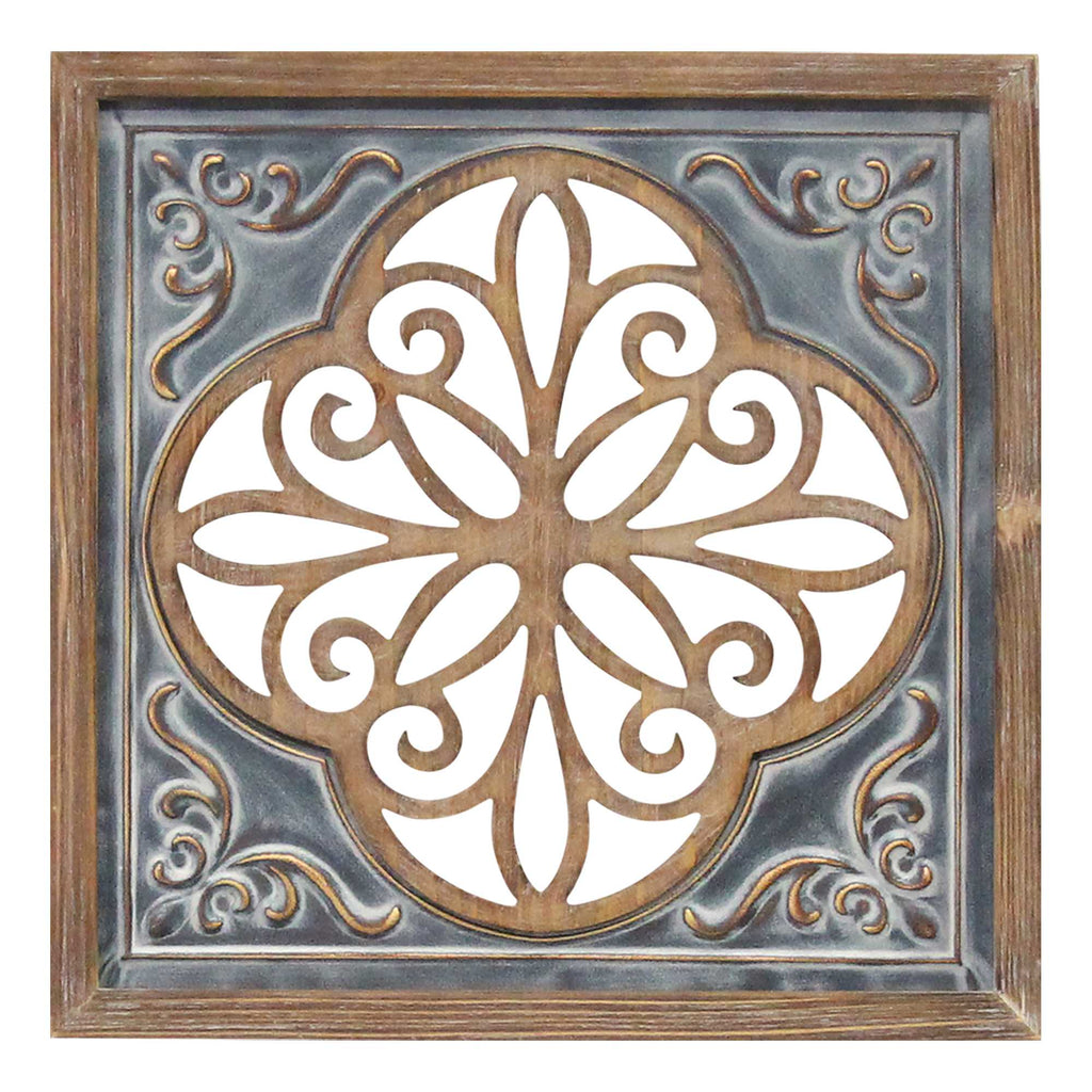 Distressed Blue Enamel Metal And Wood Framed Wall Art - 99fab 