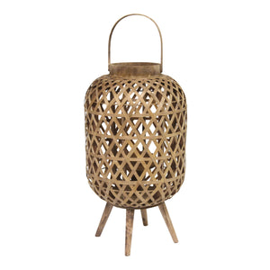 Coastal Bamboo And Wood Lantern Stand