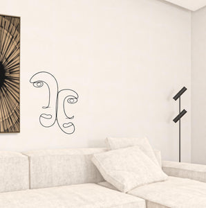 Modern Metal Outline Faces Wall Decor