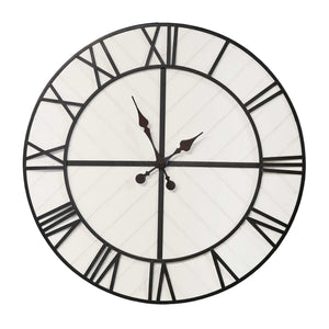 31.5 White Wood And Black Metal   Wall Clock