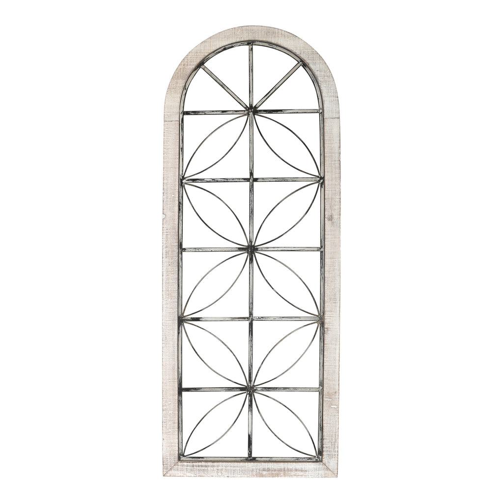 Distressed White Metal & Wood Window Panel - 99fab 