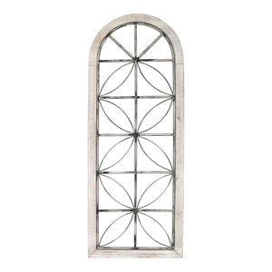 Distressed White Metal & Wood Window Panel