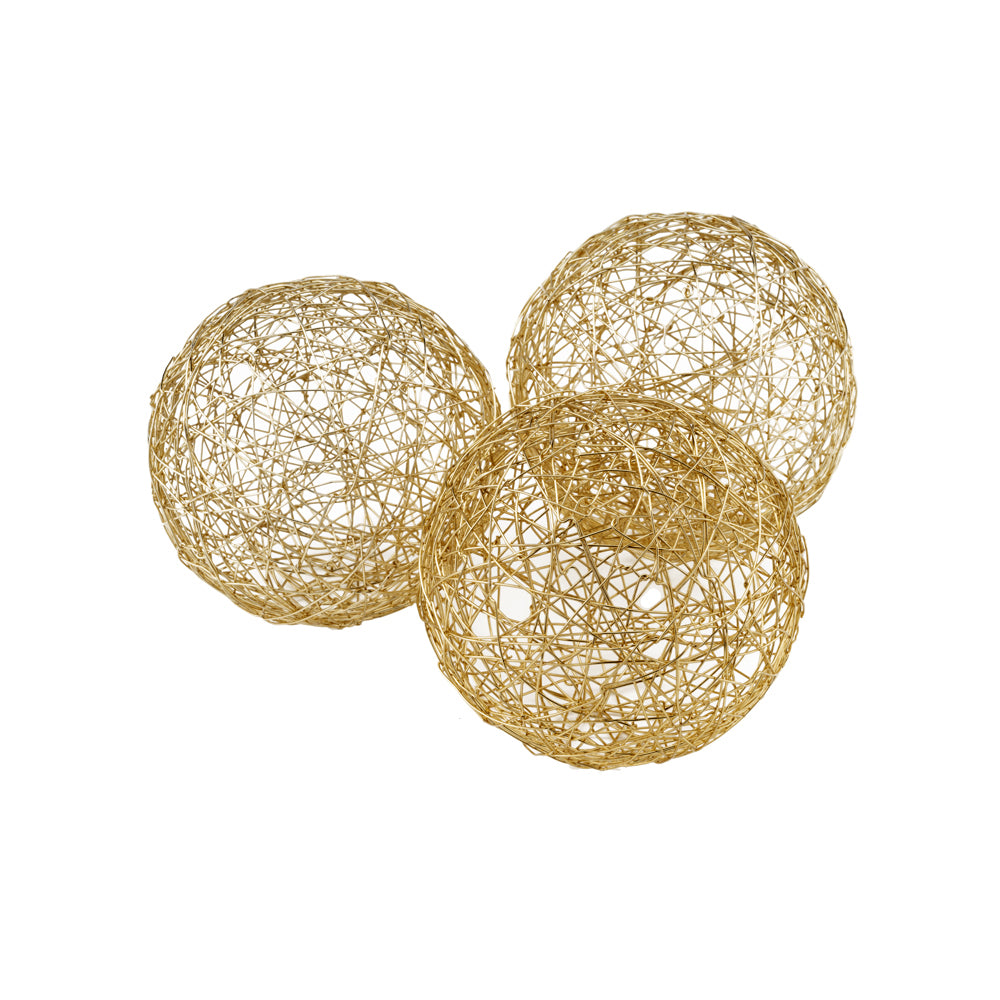 5" X 5" X 5" Gold Iron Wire Spheres Box Of 3