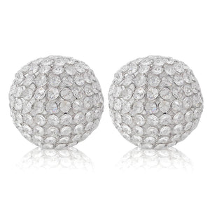 5" X 5" X 5" Silver Iron & Cristal Spheres Set Of 2