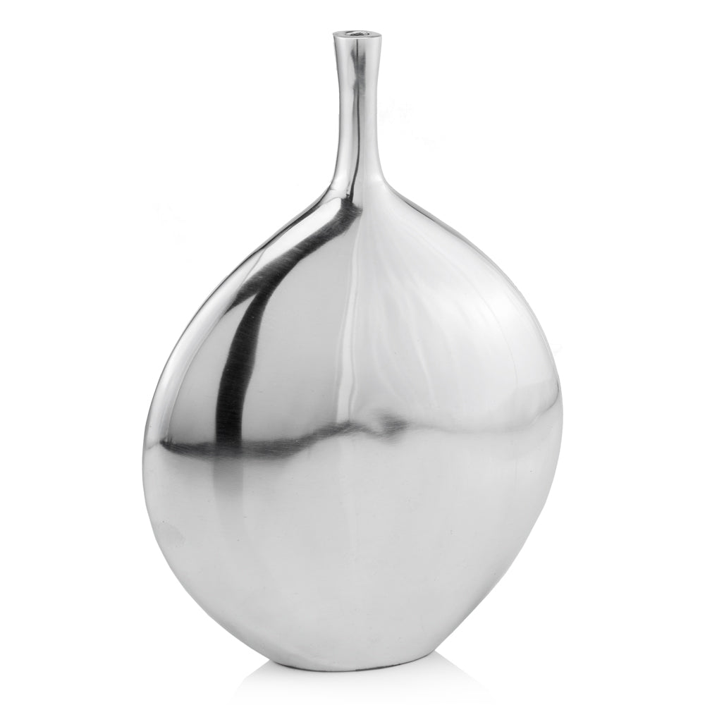 Mod Buffed Silver Long Neck Disc Vase - 99fab 
