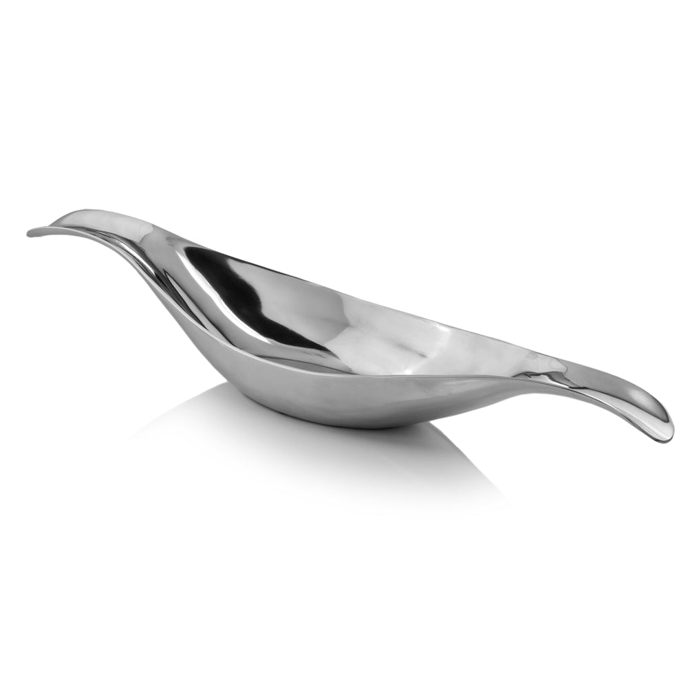 8" X 34.5" X 5.5" Silver Aluminum Long Wavy Bowl