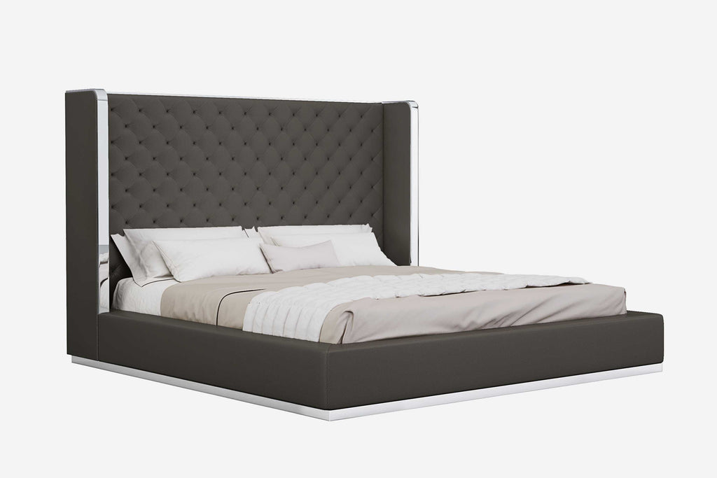 60 X 91 X 91 Dark Gray Faux Leather Bed King - 99fab 