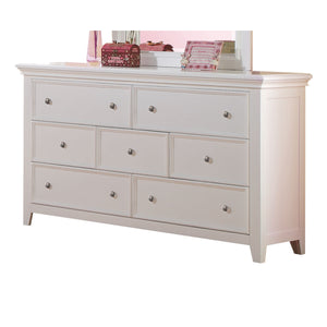 58" X 18" X 35" White Wood Dresser