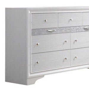 58" X 18" X 35" White Wood Dresser