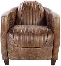 29" Brown Faux Leather Distressed Club Chair