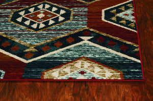 3'X5' Red Machine Woven Honeycomb Lodge Indoor Area Rug