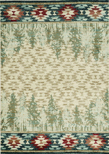 5'X8' Ivory Machine Woven Pinegrove Lodge Indoor Area Rug