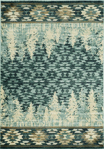 3'X5' Slate Blue Machine Woven Pinegrove Lodge Indoor Area Rug