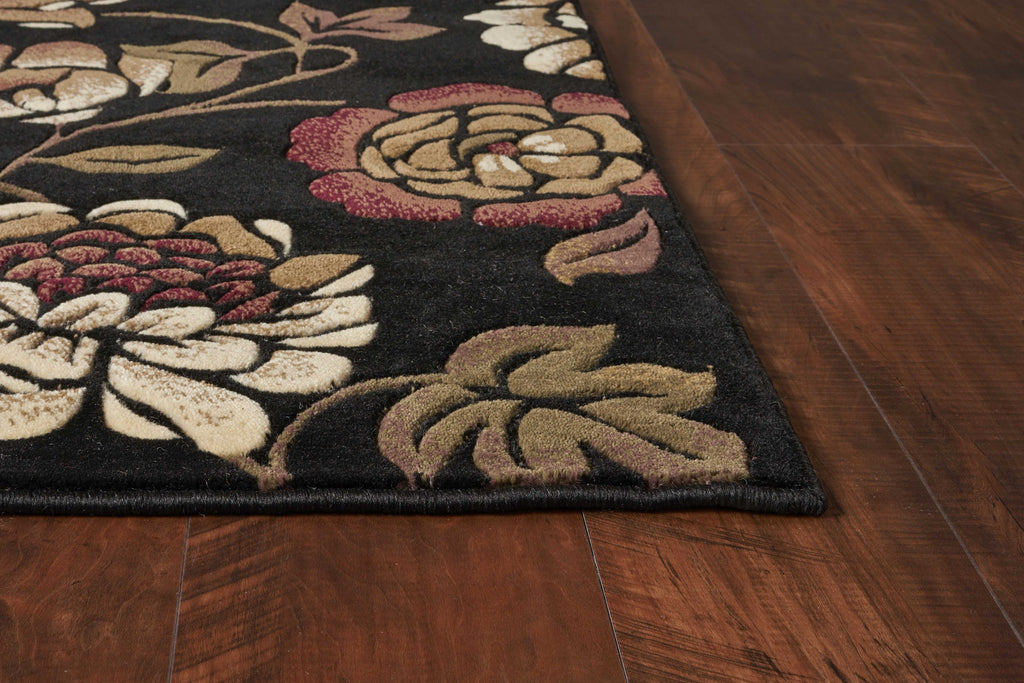 5' X 8' Black Floral Indoor Area Rug - 99fab 