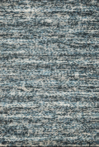 9'X13' Blue Heather Hand Woven Knobby Stripes Indoor Area Rug