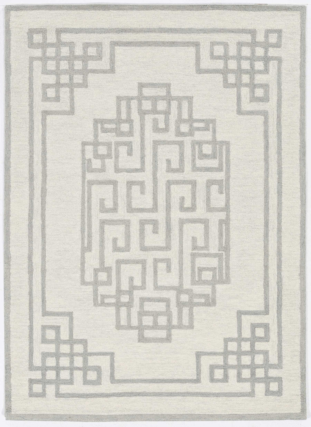 2' X 4' Ivory  Grey Wool Area Rug - 99fab 