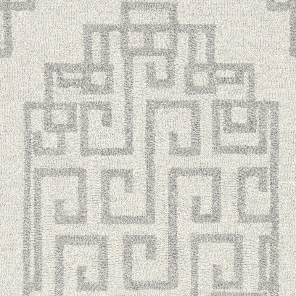 96 X 120 Ivory  Grey Wool Rug - 99fab 