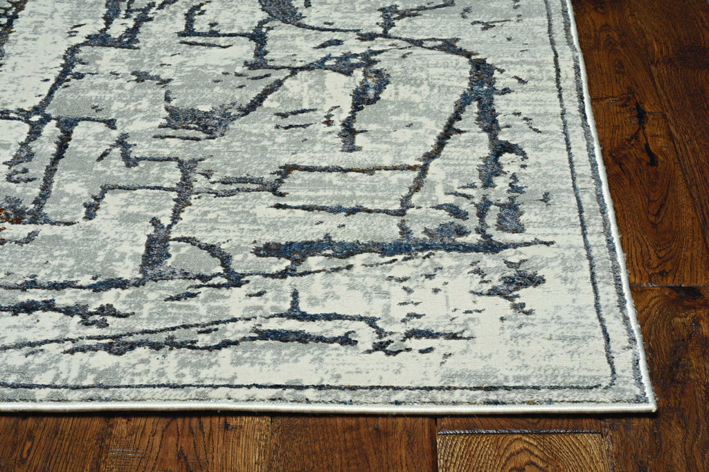 7' Grey Machine Woven Abstract  Indoor Runner Rug - 99fab 