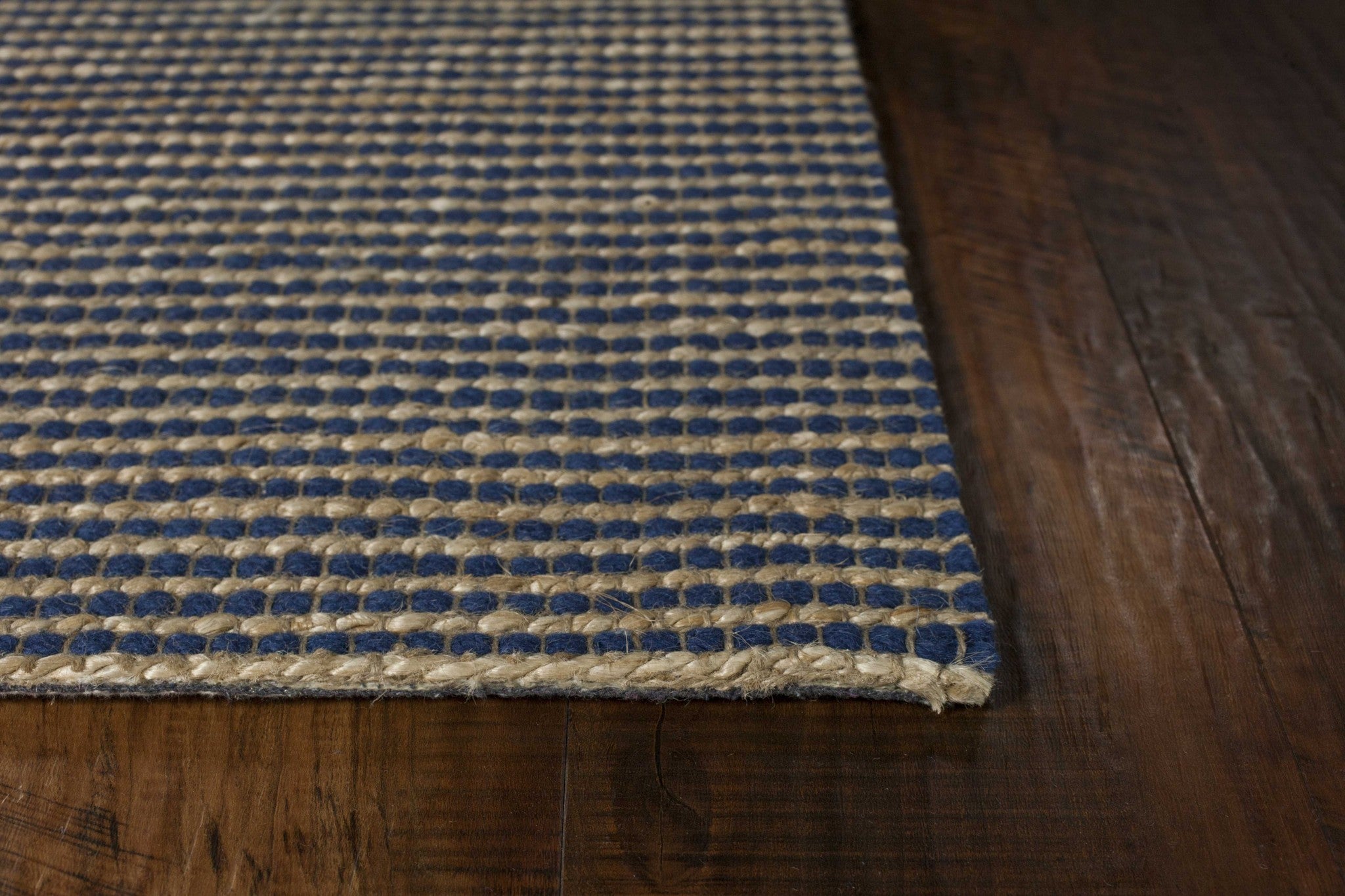 7'X10' Blue Hand Woven Wool And Jute Indoor Area Rug