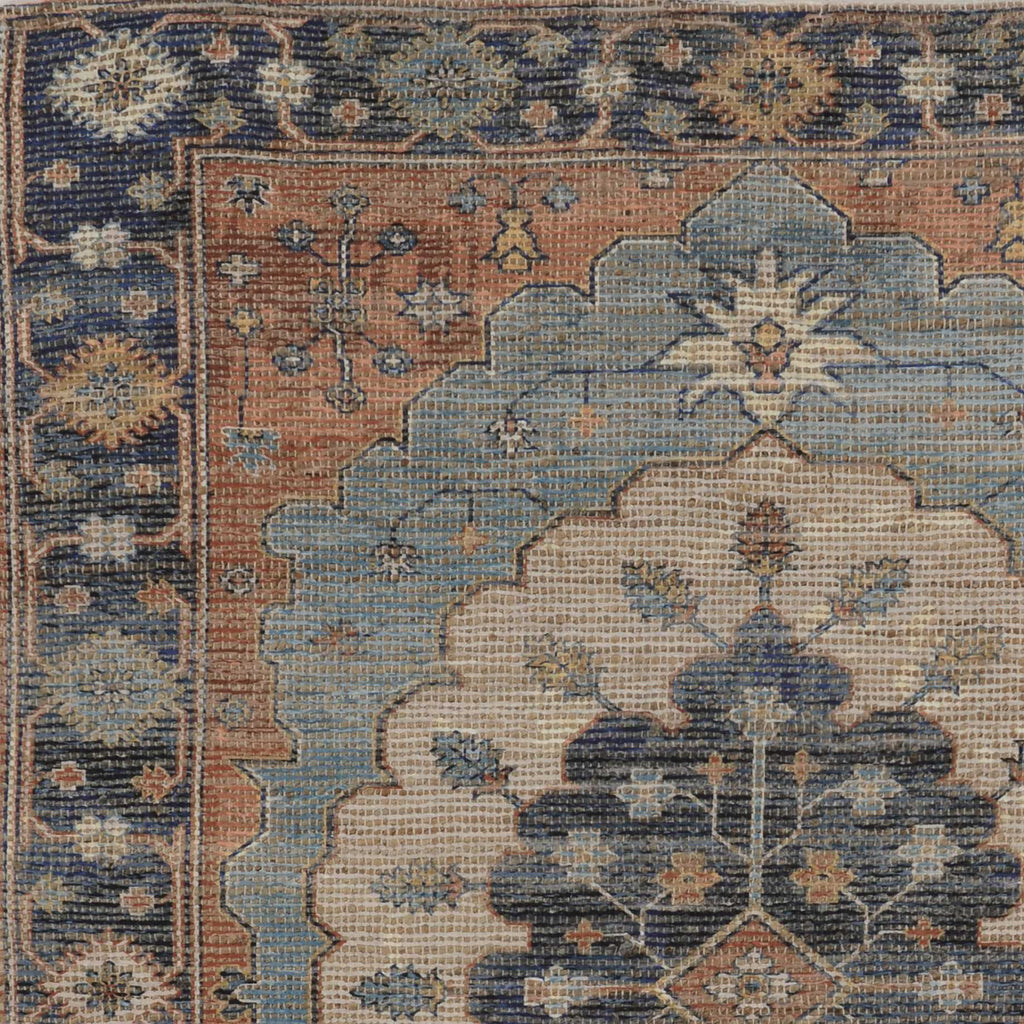 7'X12' Blue Hand Woven Traditional Medallion Indoor Area Rug - 99fab 