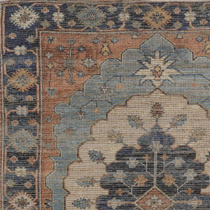 7'X12' Blue Hand Woven Traditional Medallion Indoor Area Rug