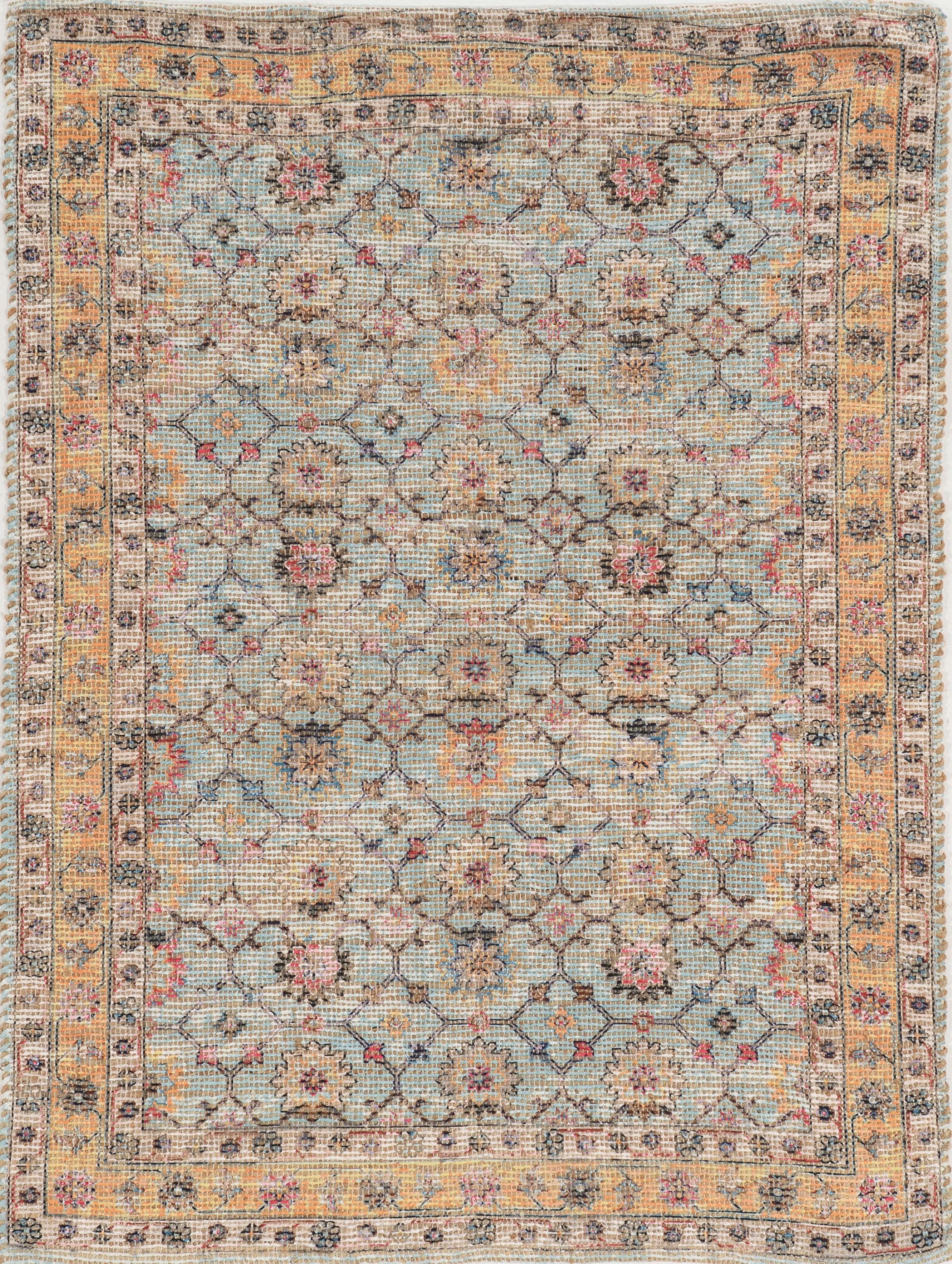 5'X7' Spa Green Hand Woven Floral Traditional Indoor Area Rug