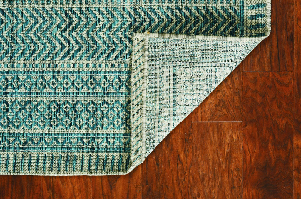 8' X 11' Teal Geometric Patterns Indoor Area Rug - 99fab 