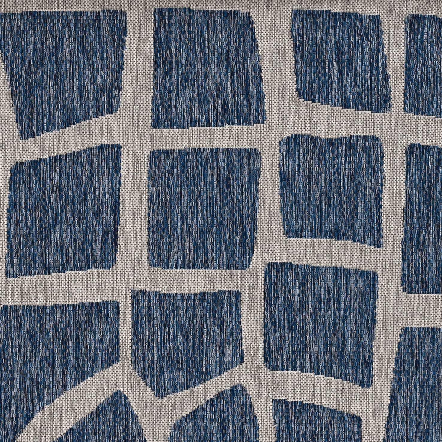 5' X 8' Blue Or Grey Abstract Panels Area Rug