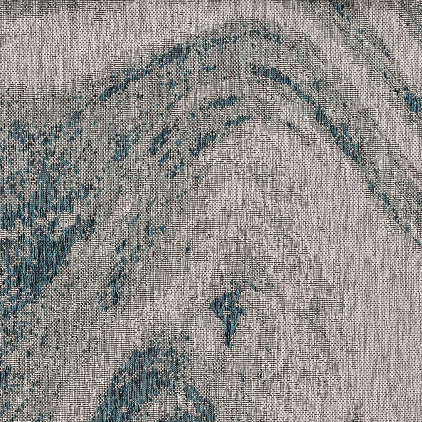 5' X 8' Grey Or Teal Abstract Waves Rug